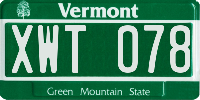 VT license plate XWT078