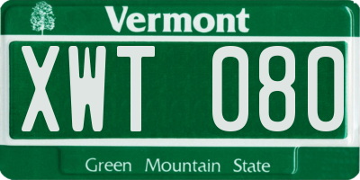 VT license plate XWT080