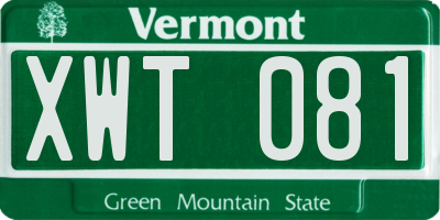 VT license plate XWT081