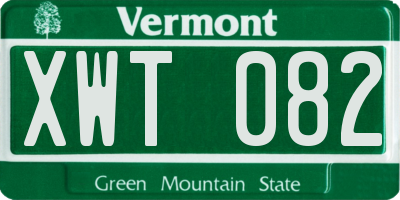 VT license plate XWT082