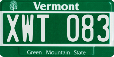 VT license plate XWT083