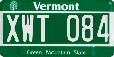 VT license plate XWT084