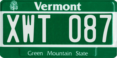 VT license plate XWT087
