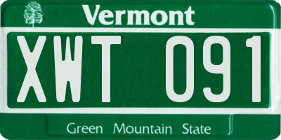 VT license plate XWT091