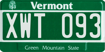 VT license plate XWT093