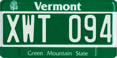 VT license plate XWT094