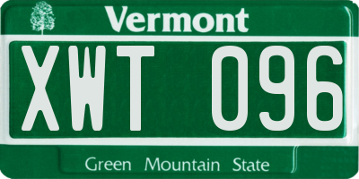 VT license plate XWT096