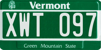 VT license plate XWT097