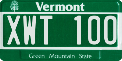 VT license plate XWT100