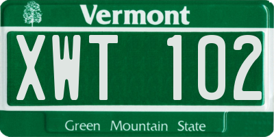 VT license plate XWT102