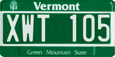 VT license plate XWT105