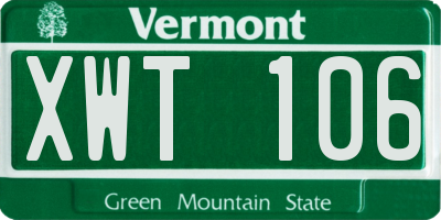 VT license plate XWT106