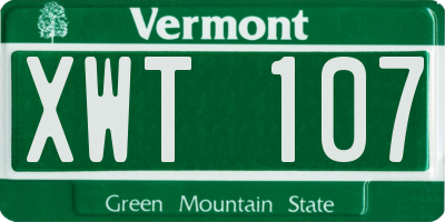 VT license plate XWT107