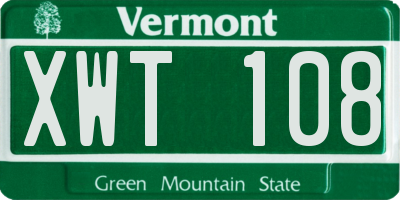 VT license plate XWT108