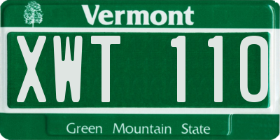 VT license plate XWT110