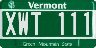 VT license plate XWT111