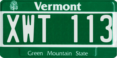 VT license plate XWT113
