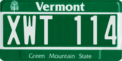 VT license plate XWT114