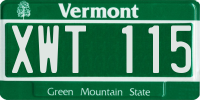 VT license plate XWT115