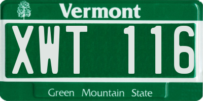 VT license plate XWT116