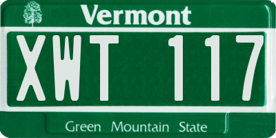 VT license plate XWT117