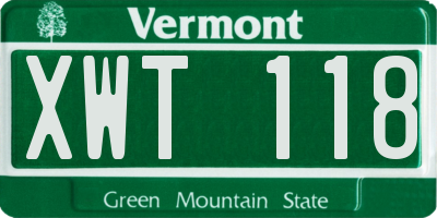 VT license plate XWT118