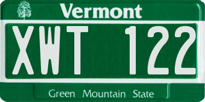 VT license plate XWT122