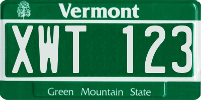 VT license plate XWT123