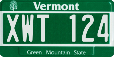 VT license plate XWT124