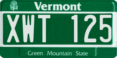 VT license plate XWT125