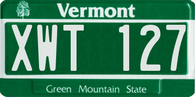 VT license plate XWT127
