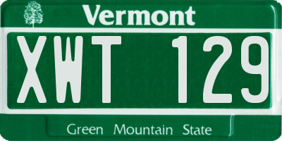 VT license plate XWT129