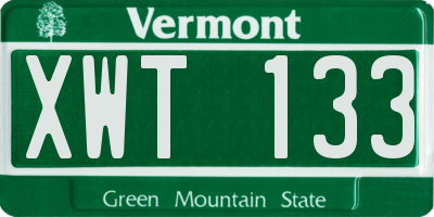 VT license plate XWT133