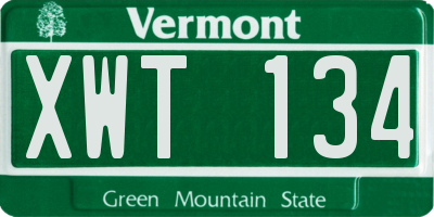 VT license plate XWT134