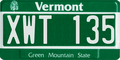 VT license plate XWT135