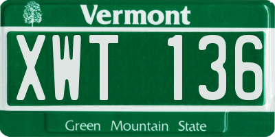 VT license plate XWT136