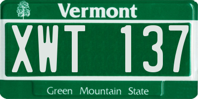 VT license plate XWT137