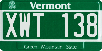 VT license plate XWT138