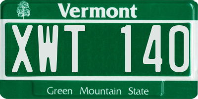 VT license plate XWT140