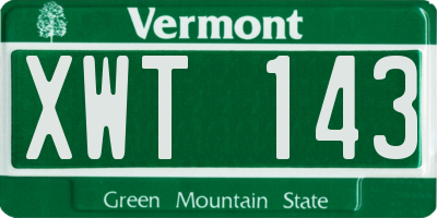 VT license plate XWT143