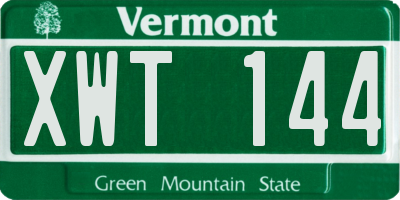 VT license plate XWT144