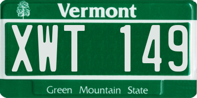 VT license plate XWT149