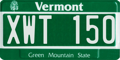 VT license plate XWT150