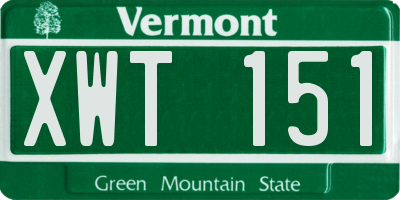 VT license plate XWT151