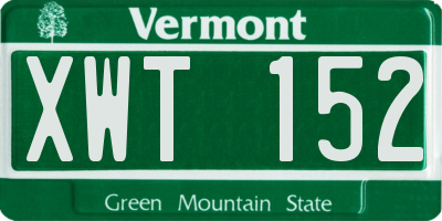 VT license plate XWT152