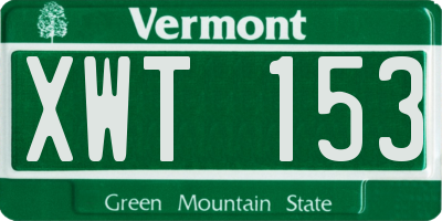 VT license plate XWT153