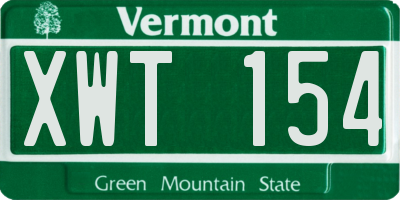VT license plate XWT154
