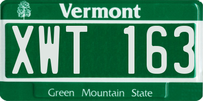 VT license plate XWT163
