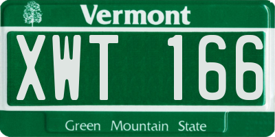 VT license plate XWT166