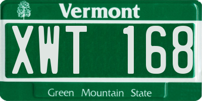 VT license plate XWT168